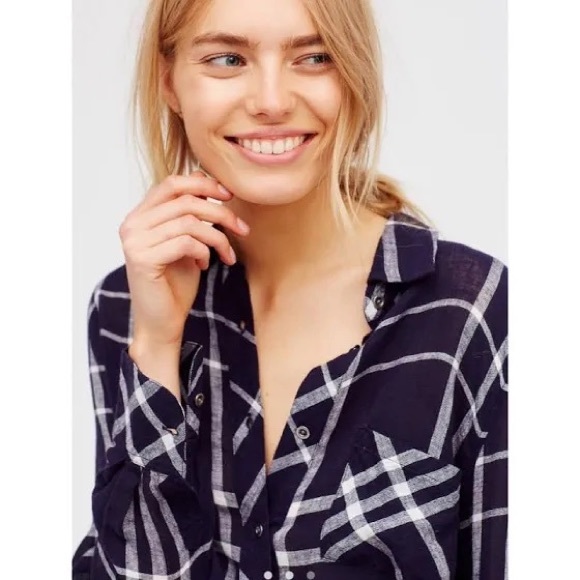 Free People Rails navy plaid button up - Picture 3 of 6